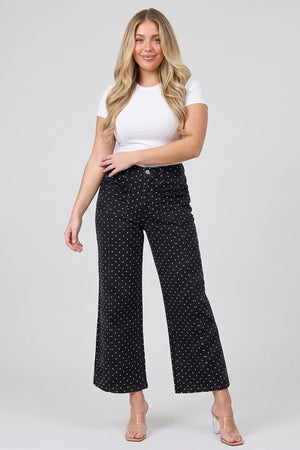 P83988, PLUS MID RISE CROP WIDE WITH DOT PRINT