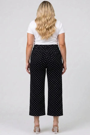P83988, PLUS MID RISE CROP WIDE WITH DOT PRINT