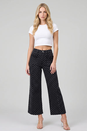P8398, MID RISE CROP WIDE WITH DOT PRINT