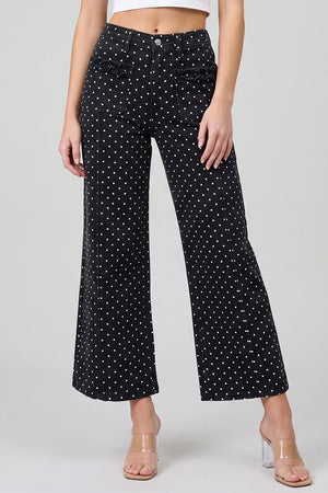 P8398, MID RISE CROP WIDE WITH DOT PRINT