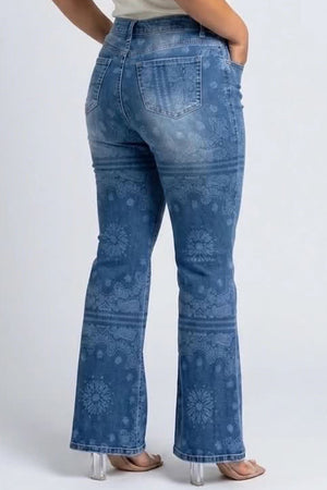 P84208MD, PLUS MID RISE FLARE WITH LASER PRINT