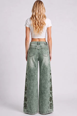 P8422, HIGH RISE WIDE LEG WITH LASER PRINT