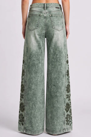 P8422, HIGH RISE WIDE LEG WITH LASER PRINT