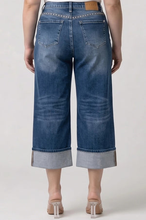 P84278D, PLUS MID RISE WIDE LEG W/ STUD