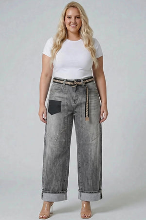 P84288GY, PLUS HIGH RISE PATCHED POCKET LOW CURVE BARREL