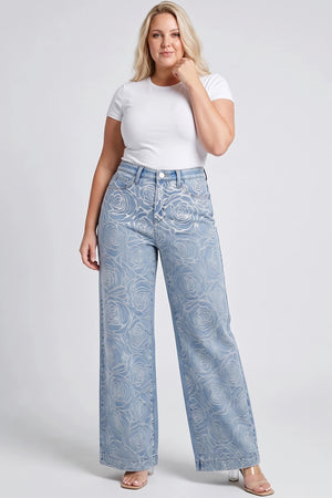 P84298M, PLUS HIGH RISE BURNOUT WIDE LEG