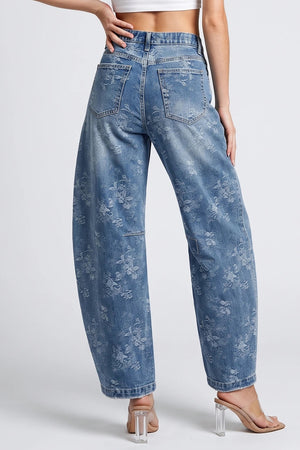 P8449M, HIGH RISE BARREL WITH FLOWER JACQUARD
