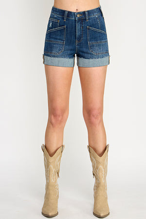 S8036D, TUMMY CONTROL HIGH RISE WITH CUFF SHORTS