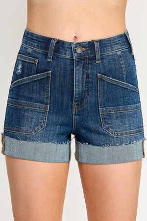 S8036D, TUMMY CONTROL HIGH RISE WITH CUFF SHORTS