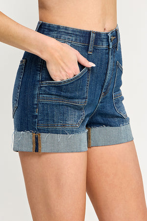 S8036D, TUMMY CONTROL HIGH RISE WITH CUFF SHORTS