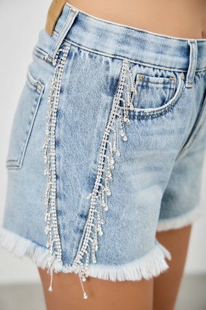 S81478L, PUS HIGH RISE SHORT WITH RHINESTONE